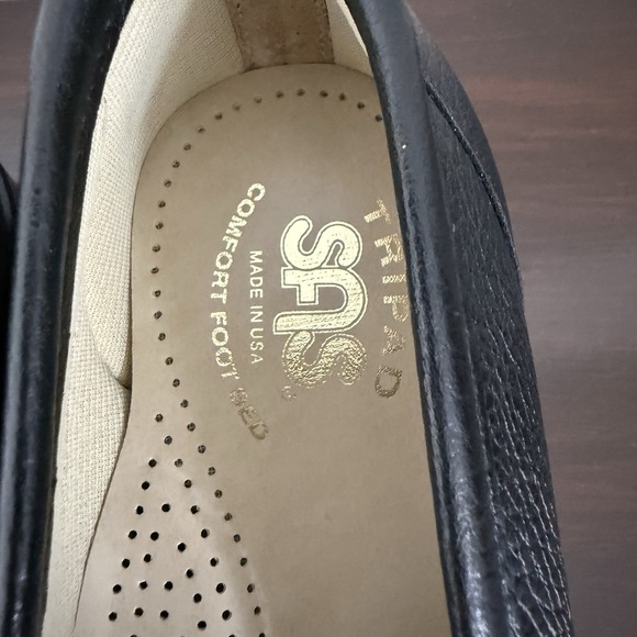 SAS Simplify Comfort Loafers Womens 7.5 Black Pebbled Leather Shoes USA Made - Picture 6 of 8